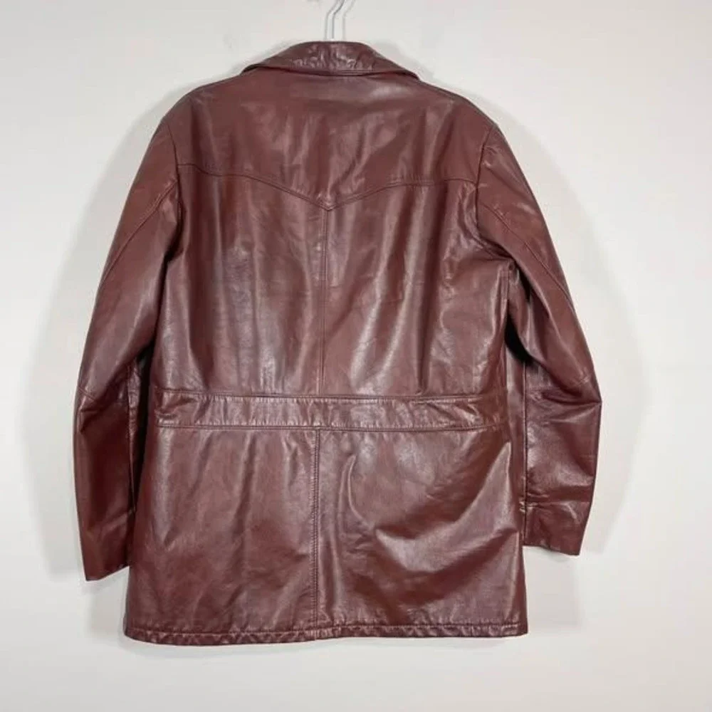 VTG JC Penny‎ Leather Jacket Mens 44 Brown Zip Out Faux Fur Lined 80s Retro